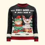Best Cat Dad Ever Just Ask - Personalized Ugly Sweater - Image 4