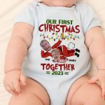 Our First Christmas Together - Personalized Photo Matching Shirt And Baby Onesie - Image 2
