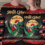 Santa Claws T-Rex Christmas Dinosaur Santa - Personalized Ugly Sweater - Image 2