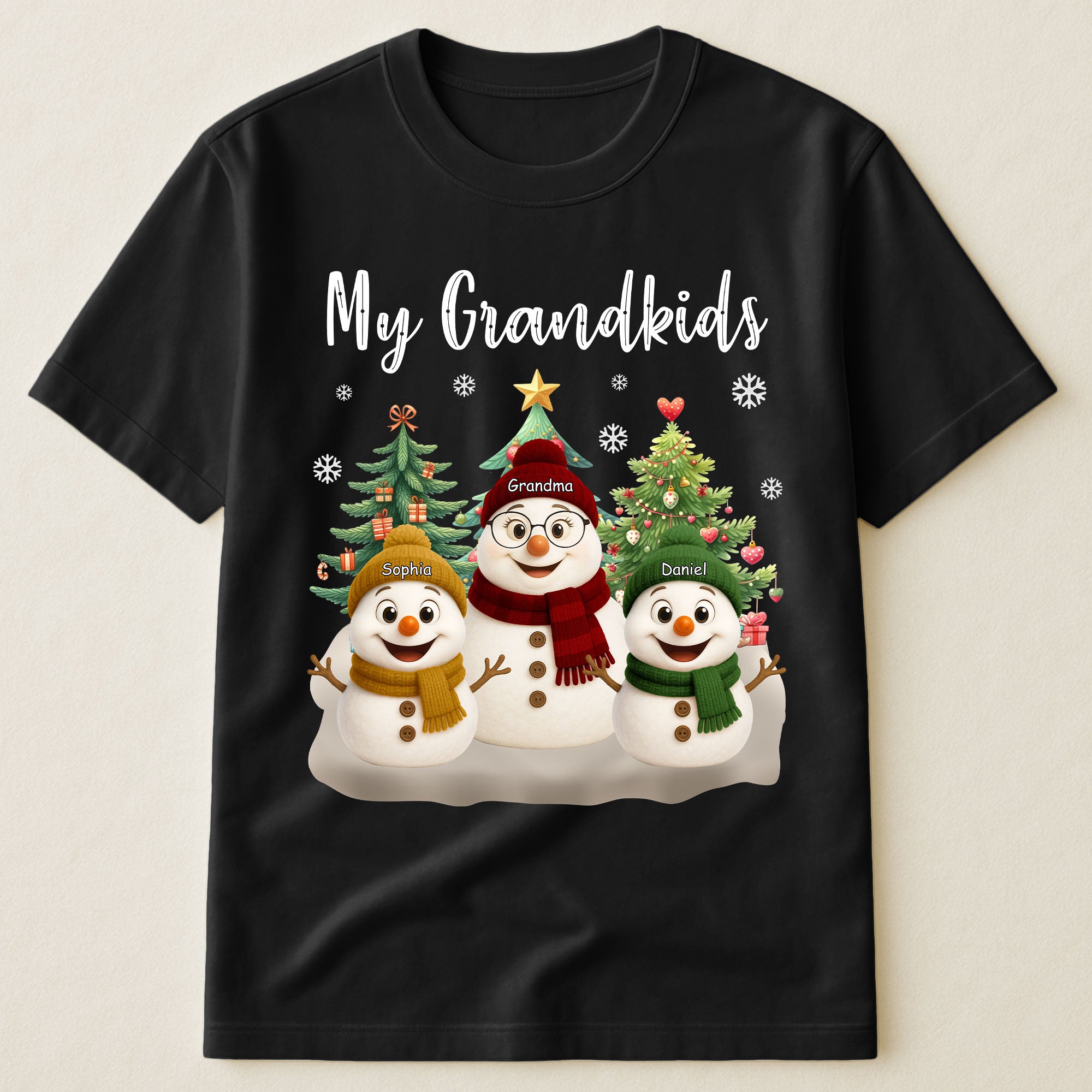 Grandma-Snowman-With-Grandkids-Lovely-Personalized-Shirt_1.jpg Grandma Snowman With Grandkids Lovely - PersonalizedOne Size Shirt - Image 1