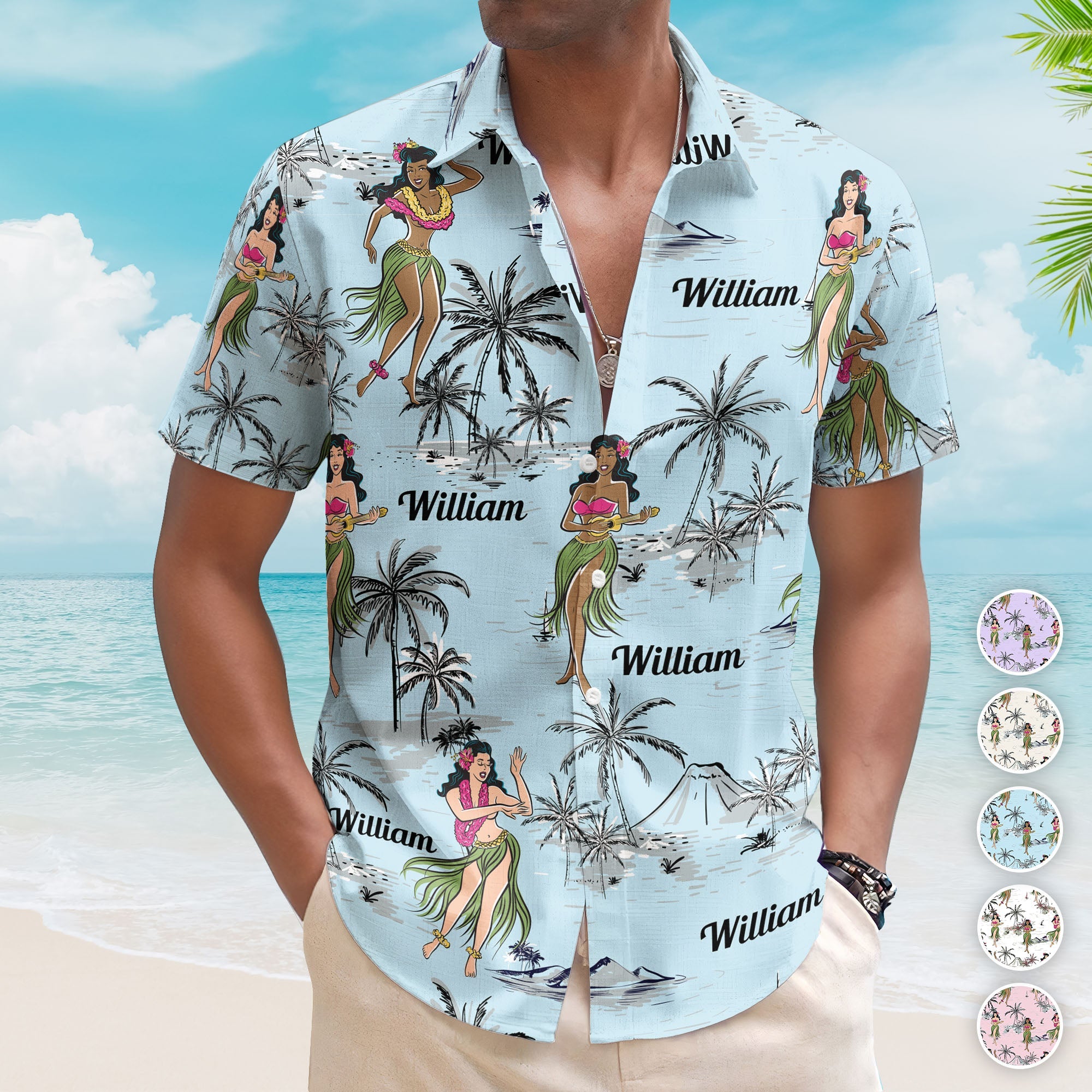 Hula-Dance-Vintage-Style-Beach-Pattern-Aloha-Shirts-Custom-Hawaiian-Shirts_1.jpg Hula Dance Vintage Style Beach Pattern Aloha Shirts - Custom Hawaiian Shirts - Image 1