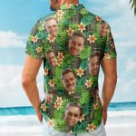 Kapa Hawaiian Pattern Tropical Aloha Shirts With Face - Custom Photo Hawaiian Shirts - Image 2