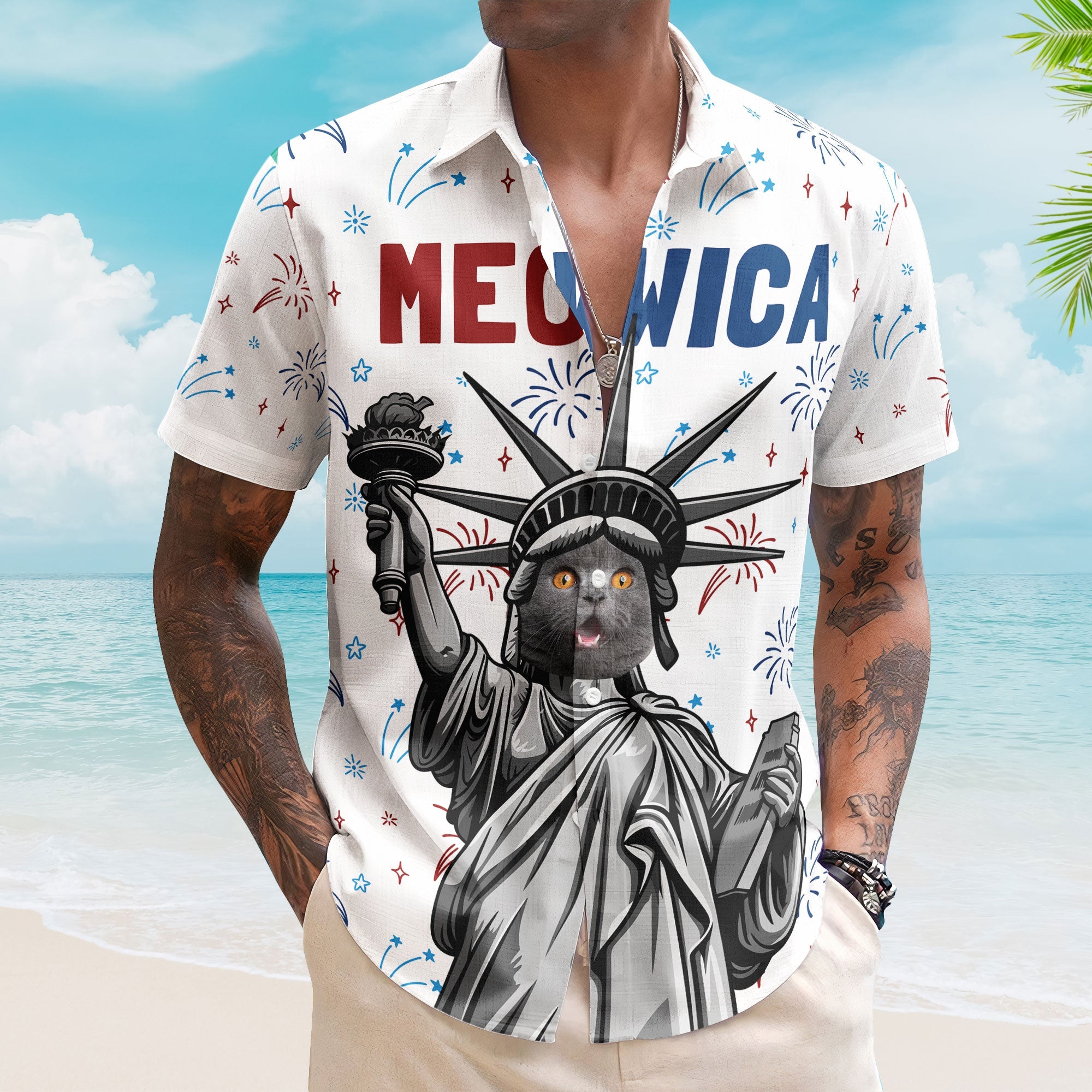 Meowica-Personalized-Photo-Hawaiian-Shirt_1.5.jpg Meowica - Personalized Photo Hawaiian Shirt - Image 1