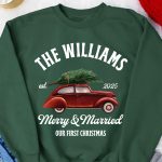 Merry & Married Our First Christmas Couple Matching Sweatshirts - Personalized Sweatshirt - Image 3