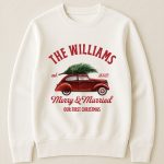 Merry & Married Our First Christmas Couple Matching Sweatshirts - Personalized Sweatshirt - Image 4