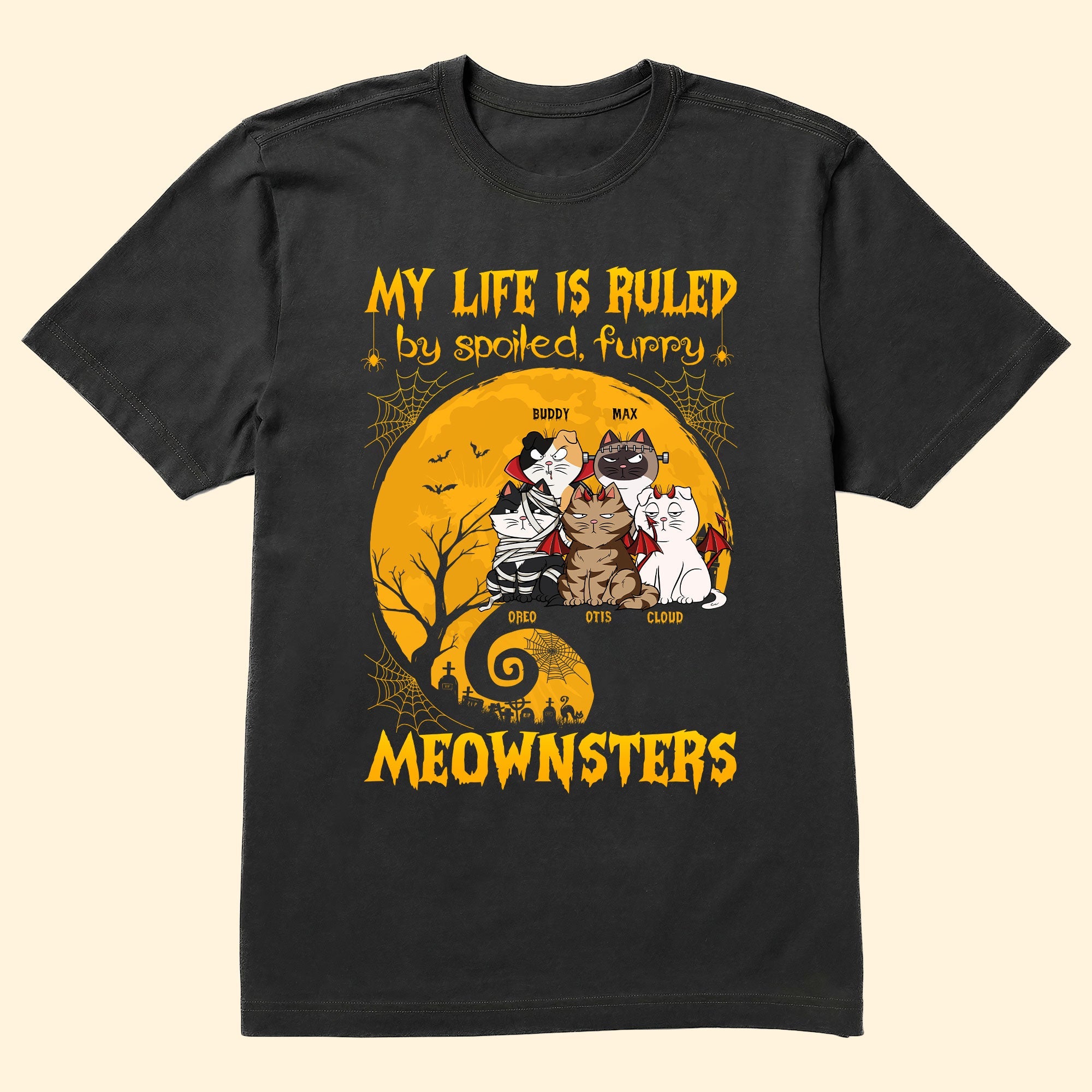 My-Life-Is-Ruled-By-Meownsters-Personalized-Shirt_1.jpg My Life Is Ruled By Meownsters - PersonalizedOne Size Shirt - Image 1