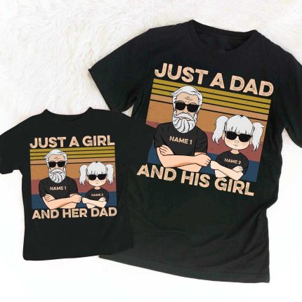 Daddy And Daughter - PersonalizedOne Size Shirt - Father's Day Gift For Dad - Man And Woman Illustration